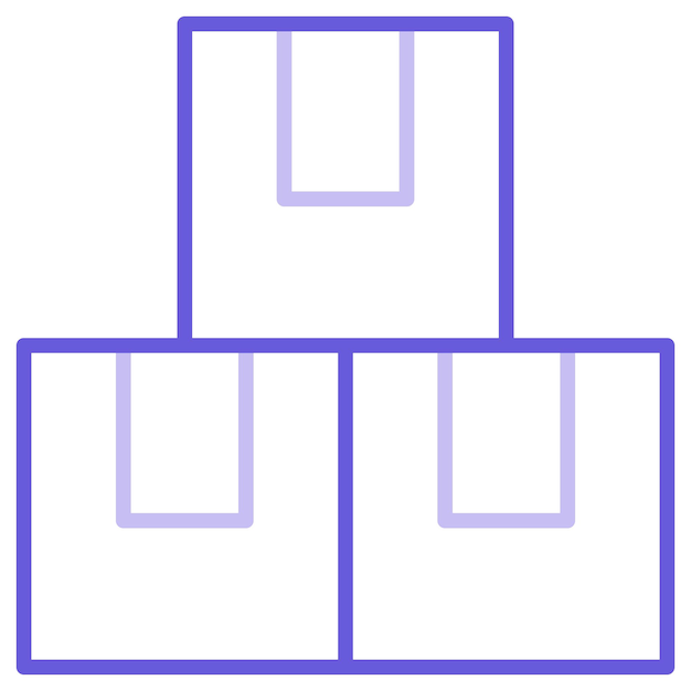 Vector drie kubussen met één die een vierkante vorm heeft