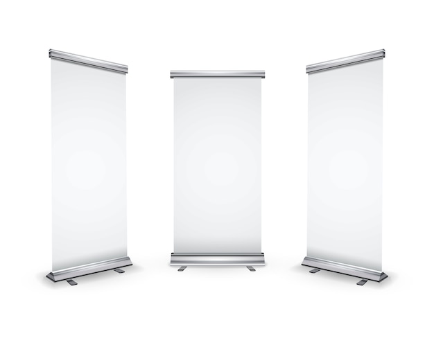 Drie lege roll-up banners w