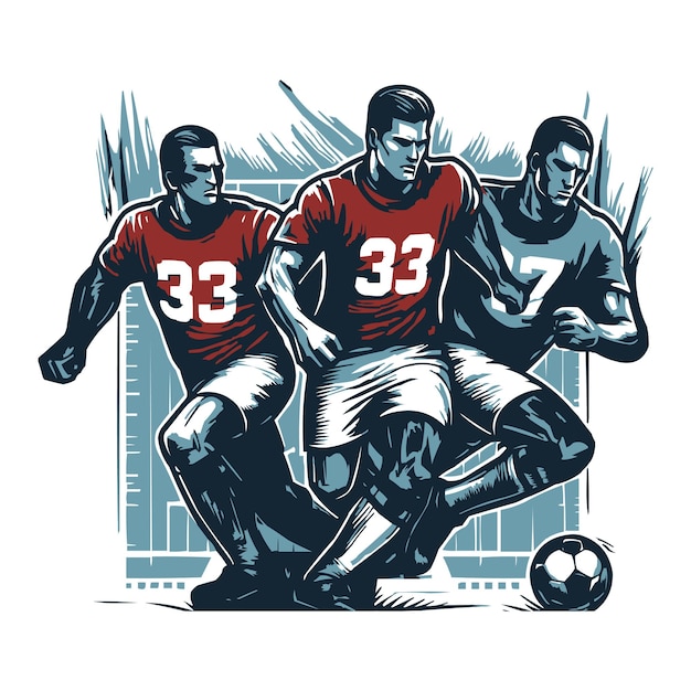 Vector drie lopende voetballers silhouettes vector illustratie