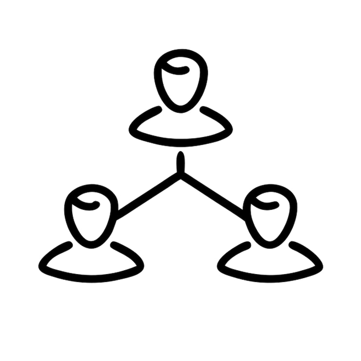Vector drie mensen staan in een cirkel met drie figuren bovenop.