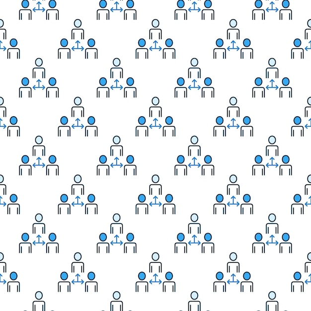 Drie mensen vector Sociologie Wetenschap concept blauw naadloos patroon