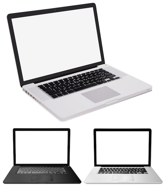 Drie ontwerpen van computer laptops illustratie