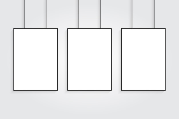 Drie realistische witte vector poster mockup.