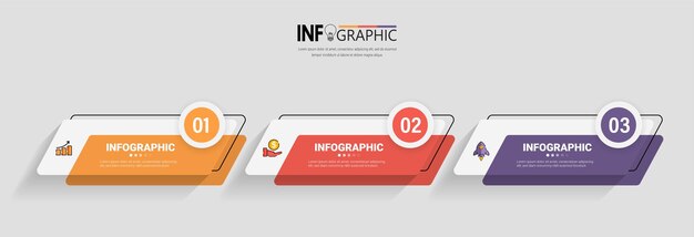 Drie stappen Infographics banner ontwerpsjabloon