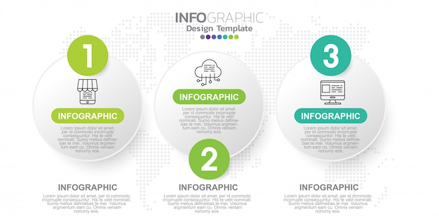 Drie stappen infographics ontwerpsjabloon.