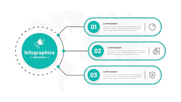 Drie stappen moderne infographic sjabloon