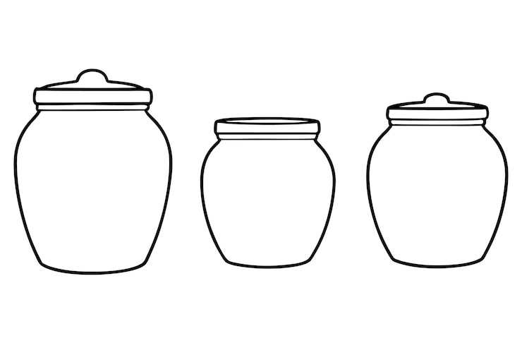 Vector drie verschillende grootte glazen potten lijn kunst vector illustratie