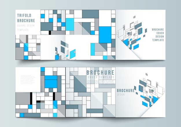 Driebladige brochure met modern blauw design