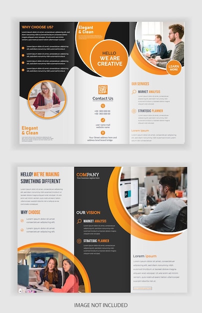 Vector driebladige brochure ontwerpsjabloon, zakelijke driebladige brochure ontwerpsjabloon