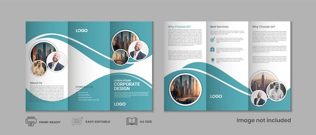 Driebladige brochure sjabloon drievoudig voorblad drievoudig brochure achtergrondontwerp met mockup