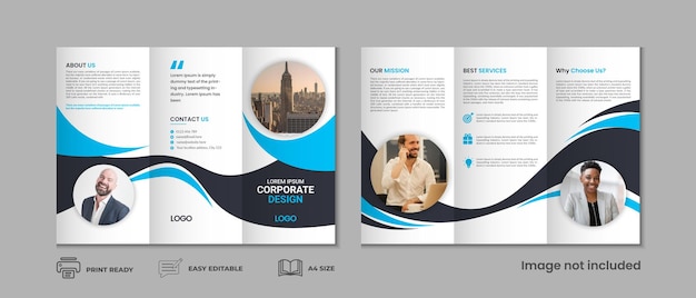 Driebladige brochure sjabloon drievoudig voorblad drievoudig brochure achtergrondontwerp met mockup