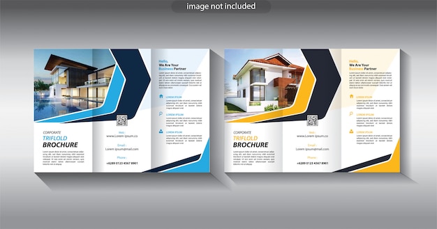 Driebladige brochure sjabloon voor lay-out folder