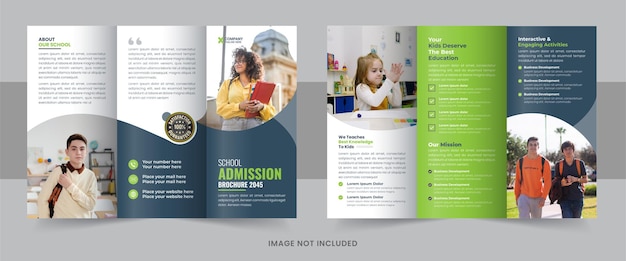Driebladige brochure sjabloon voor toelating tot schoolonderwijs