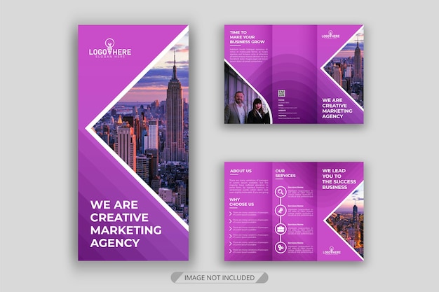 Driebladige brochureontwerp Zakelijke sjabloon voor driebladige brochure of flyer Lay-out met mo