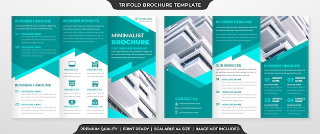 driebladige brochuresjabloon met gebruik in minimalistische stijl voor zakelijk voorstel