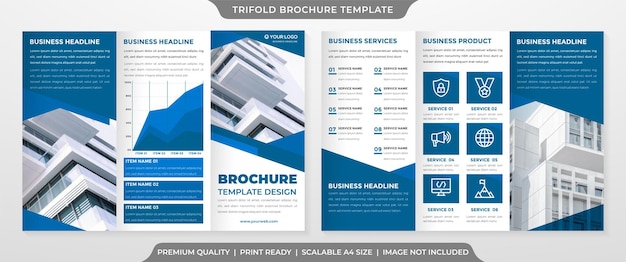 Driebladige brochuresjabloon met minimalistische en strakke stijl