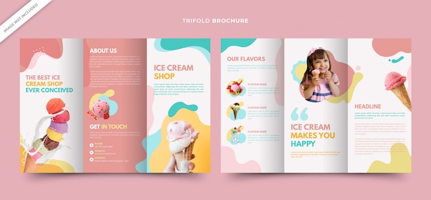 Driebladige smoothie brochures sjabloon voor ijssalon