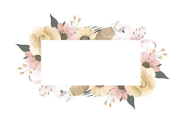 Vector dried flower illustration frame background