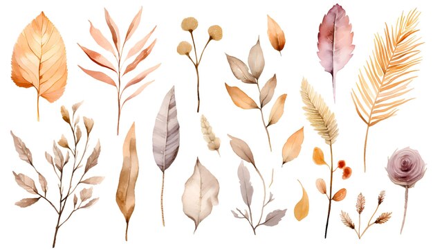 dried flower and leaves decorative elements