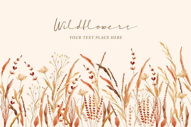 dried flower watercolor seamless border