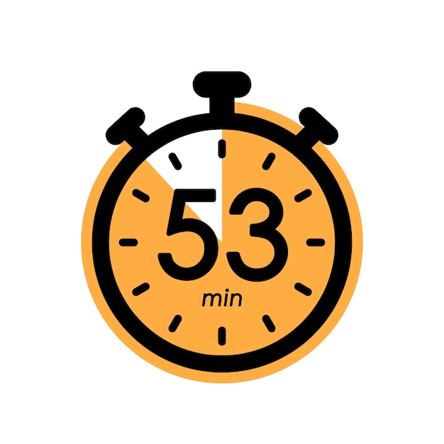 Drieënvijftig minuten stopwatch icoon timer symbool kooktijd cosmetische of chemische toepassingstijd 53 min wachttijd vectorillustratie