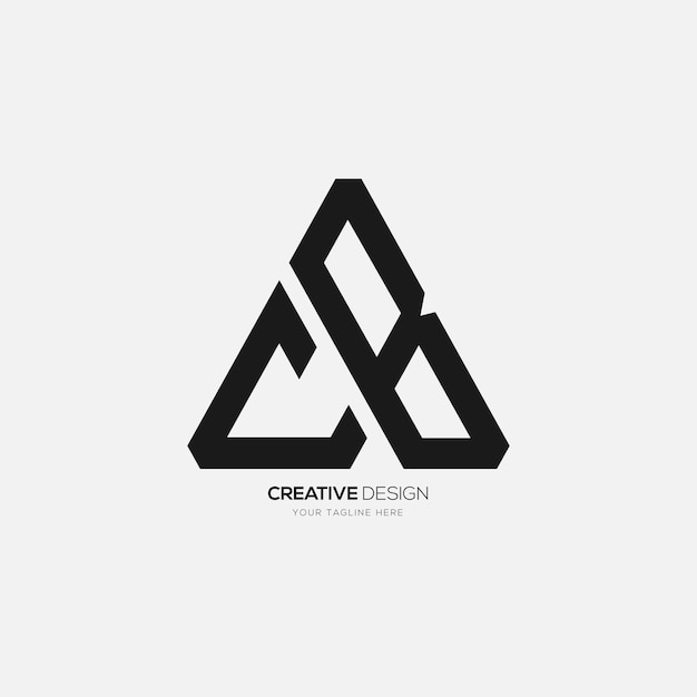 Driehoek letter Cb of Bc modern monogram logo-ontwerp