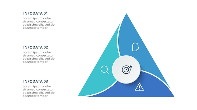 Driehoek met 3 elementen infographic sjabloon voor web zakelijke presentaties vectorillustratie Business data visualisatie