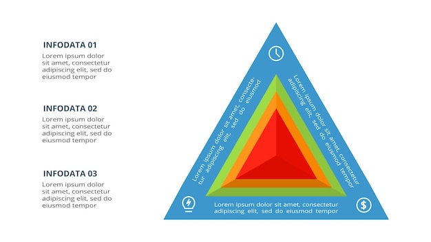 Driehoek met 3 elementen infographic sjabloon voor web zakelijke presentaties vectorillustratie business data visualisatie