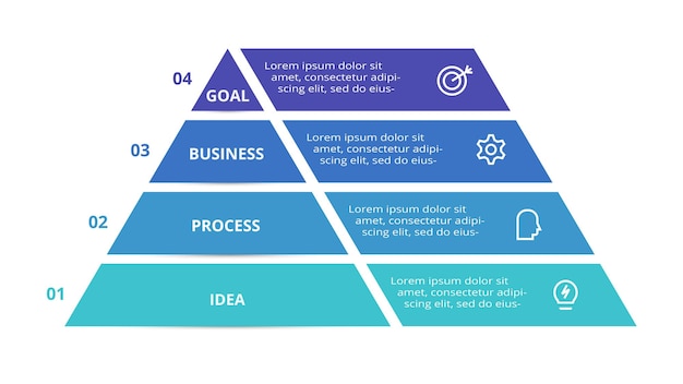 Driehoek met 4 elementen infographic sjabloon voor web zakelijke presentaties vector illustratie Business data visualisatie