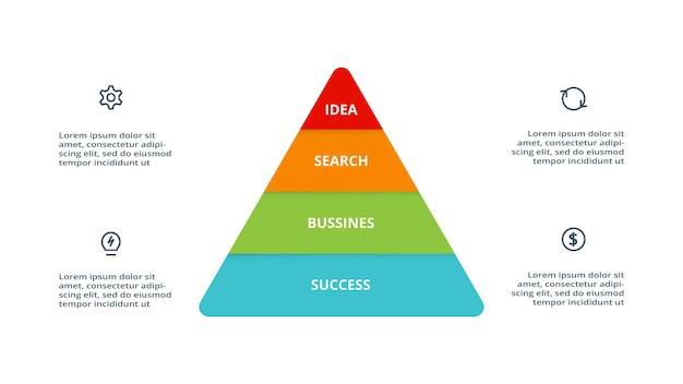Driehoek met 4 elementen infographic sjabloon voor web zakelijke presentaties vector illustratie business data visualisatie