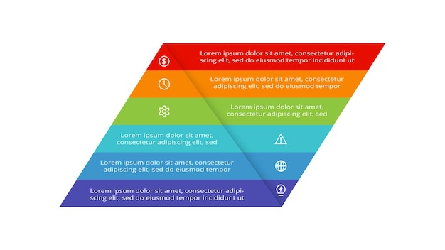 Driehoek met 6 elementen infographic sjabloon voor web zakelijke presentaties vector illustratie Business data visualisatie