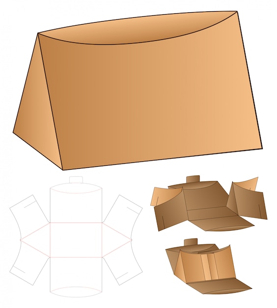 Driehoek verpakking gestanst sjabloonontwerp. 3D-model
