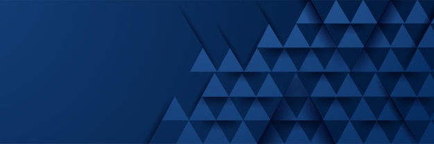 Driehoek vorm donkerblauw abstracte geometrische brede banner ontwerp achtergrond