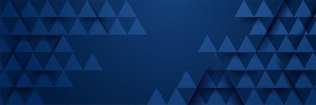 Driehoek vorm donkerblauw abstracte geometrische brede banner ontwerp achtergrond