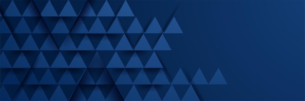 Driehoek vorm donkerblauw abstracte geometrische brede banner ontwerp achtergrond