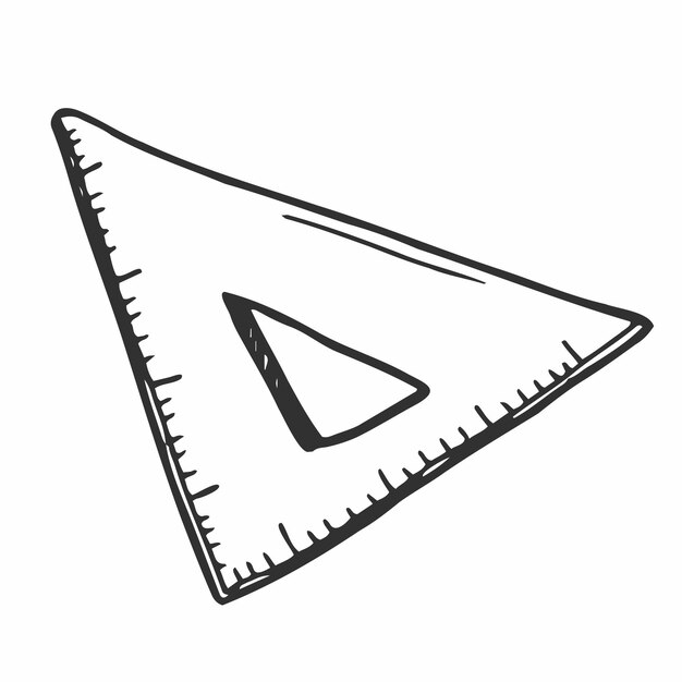 Driehoekige heerser Doodle vector afbeelding geïsoleerd op witte achtergrond