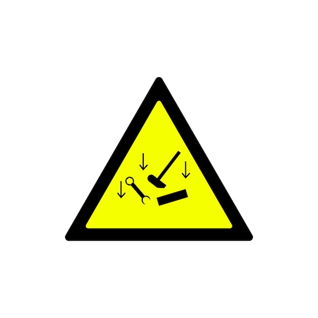 Driehoeksgeel horloge voor waarschuwingssymbool voor vallende voorwerpen