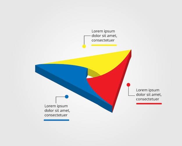 Driehoeksjabloon voor infographic voor presentatie voor 3 elementen