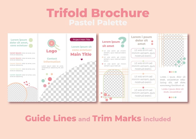 Vector drievoudige brochure pastelpalet