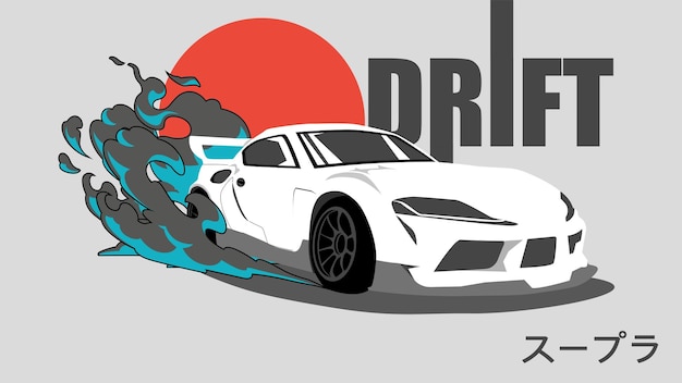 Vector drift car for clothing design tshirt