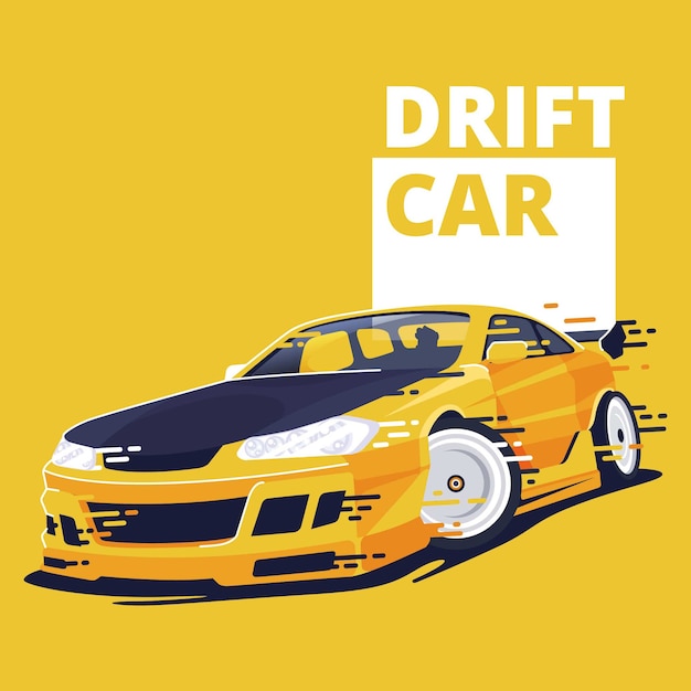 Drift car flat design illustration