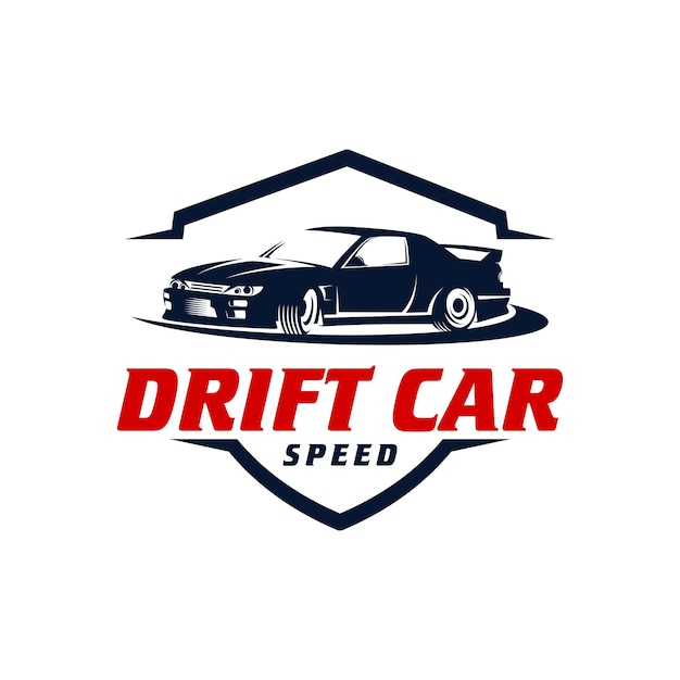 Drift car logo design drift racing illustrazione