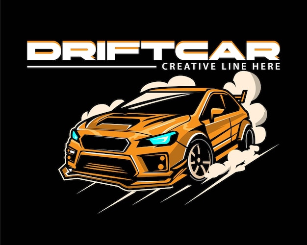 Vector drift car and smoke with black background