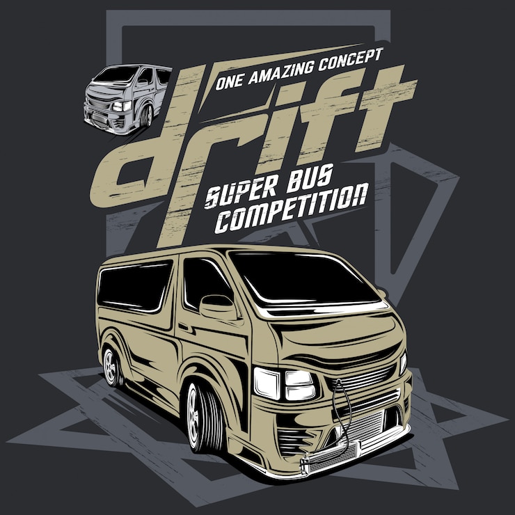 ドリフトスーパーバス競技、ドリフトスポーツカーのイラスト
