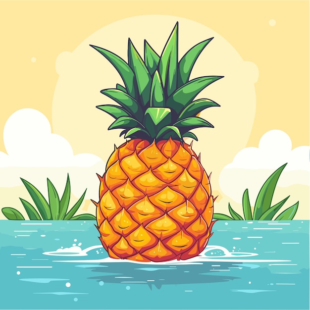drijvende ananas cartoon vector icoon