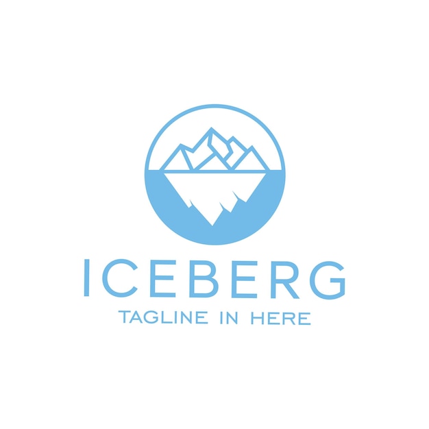 Vector drijvende iceberg berg ijs sneeuw en zee minimalistische eenvoudige kunst stijl logo design vector