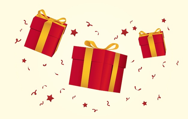 Drijvende kerstcadeau dozen met lint vector elementen