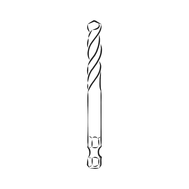 Vector drill bit vector sketch illustration  hand drawn sketch of a drill bit tool