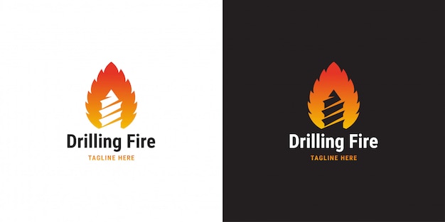 Drilling fire logo design template