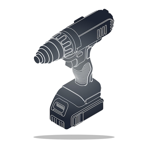 Drilling machine cartoon style